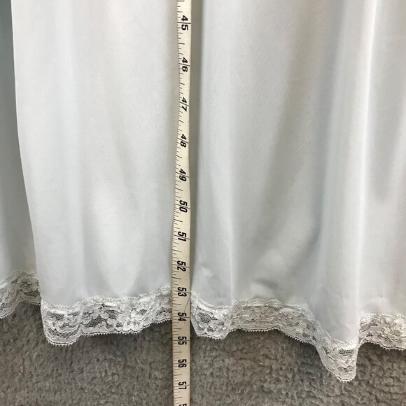 Vintage Shadowline Bridgerton Nightgown Boudoir PJs size 10 petite Blue 70s Lace - Picture 13 of 14